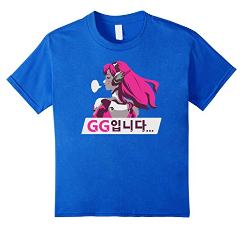 Kids Overwatch D. Va GG Spray Tee Shirt 6 Royal Blue