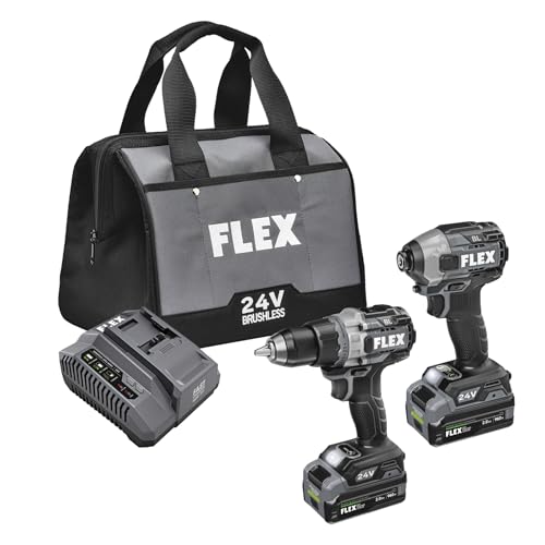 FLEX 24V Brushless Cordless Hammer Drill with Turbo Mode Impact Driver Stacked…