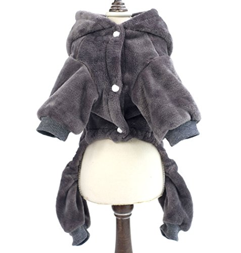SMALLLEE_LUCKY_STORE Pet Small Dog/Cat Fleece Totoro Jumpsuit Pajamas Coat Halloween Costume, Large, Grey