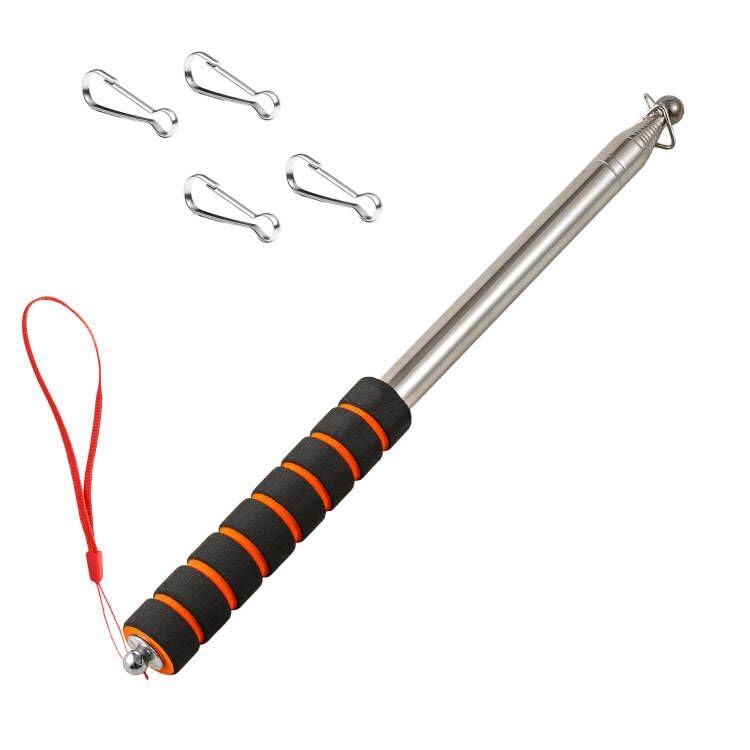 Telescopic Handheld Flagpoles with Clips Portable Flag Pole Lightweight Extendable Tour Guide Stainless Steel Banner Flag Pole Pointer for Teachers with Anti-Slip Grip (2.5 black and orange)