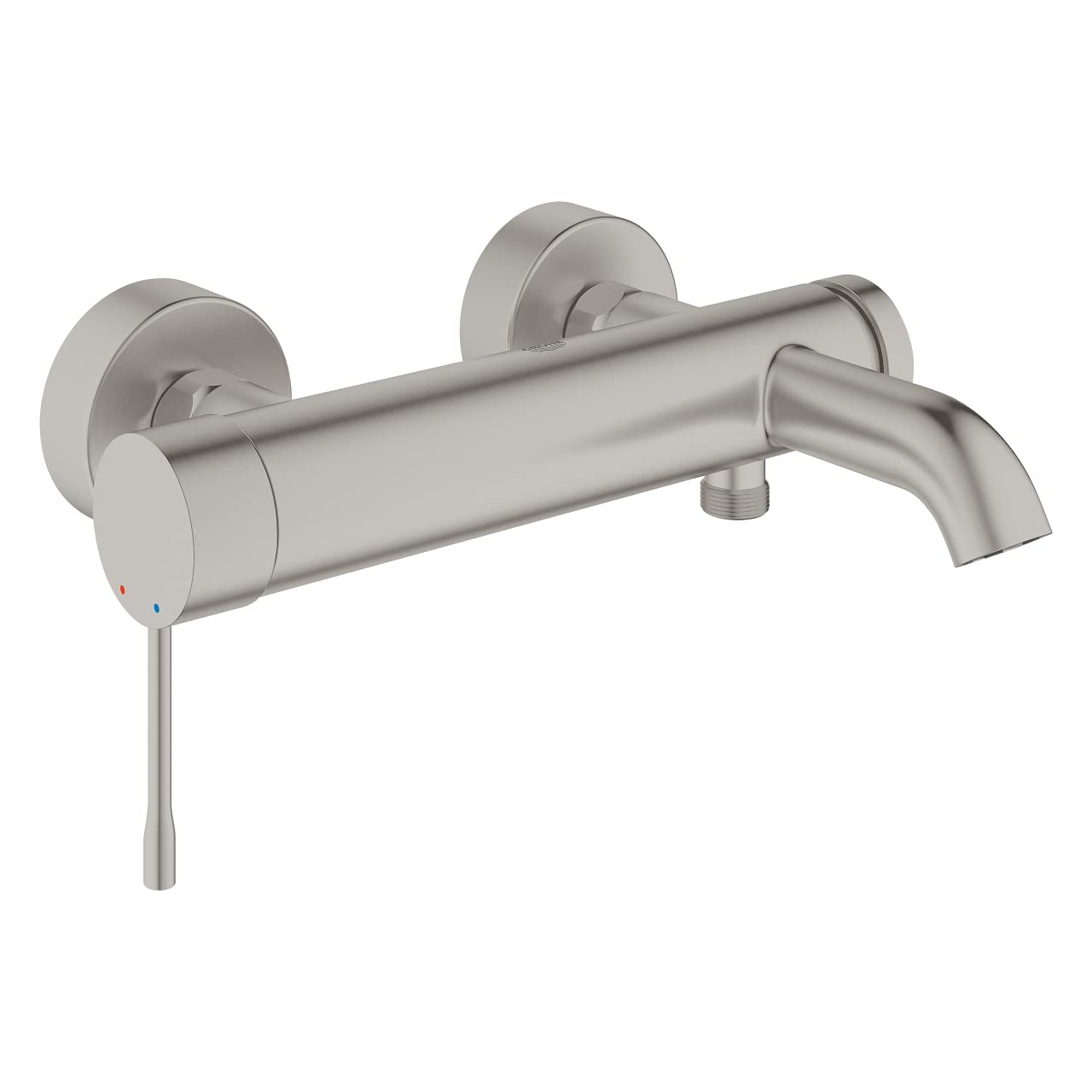 GROHE Essence Wall Mounted Exposed Bath Filler Tap (Metal Lever, 35 mm Ceramic Cartridge, Automatic Bath/Shower Diverter, Protected Against Backflow, Min Pressure 1.0 Bar), Supersteel, 33624DC1