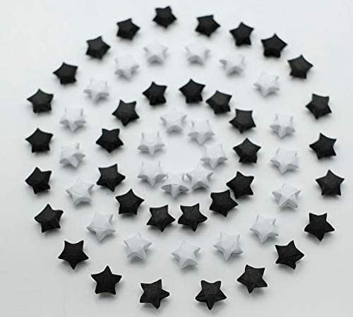 100 Origami Lucky Stars Black White Tone, Jar, Gift, Wedding, Home Lucky Stars Handmade