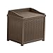 Suncast SSW1201 22 Gallon Resin Wicker Outdoor Storage Deck Box with Seat, Java