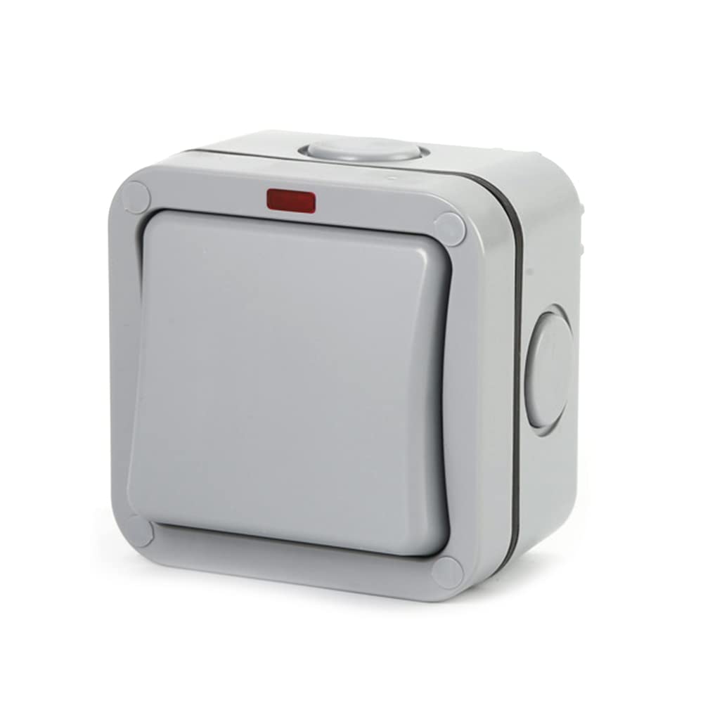 CENPEK Outdoor Switch, Single Weatherproof Switches, IP66 Switched Socket Covers, 10A Outdoor Wall Weatherproof Plug Socket Box