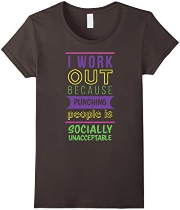 Womens Funny Fitness Shirt for Women - I Work Out Because T-shirt Large Asphalt