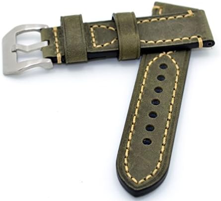 Green Mens Genuine Leather Watch Bands Strap 24mm Brown Black for iWatch Panerai