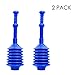 Professional Bellows Accordion Toilet Plunger, High Pressure Thrust Plunge Removes Heavy Duty Clogs From Clogged Bathroom Toilets, All Purpose Commercial Power Plungers For Any Bathrooms, Blue 2 Pack