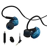 In Ear Sweatproof Sport Workout Headphones Bass Exercise Earpods With Remote and Mic Noise Sound Isolating Sports Earbuds for Running Gym Jogging Earphones with Volume Control for iPod iPhone Blue