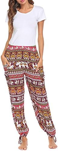 Donkap Women's Elasticated Waist Harem Hippie Boho Yoga Palazzo Casual Elephant Pants
