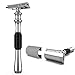 Double Edge Safety Razor and Holder Stand,Anbbas Aluminum Alloy Shaving Razor Set Long Antiskid Handle Multi-Purpose Holder Kit for Men Women Shave