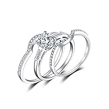 Jewelrypalace Women's 1.4ct 925 Sterling Silver CZ Engagement Bridal Set Ring Size 8
