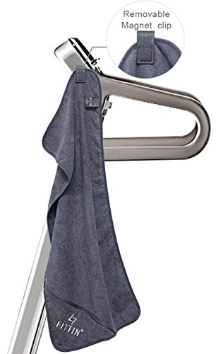 FITTIN Microfiber Gym Towels with Magnet Clip Gray – for Sports Fitness Workout Sweat for Men & Women