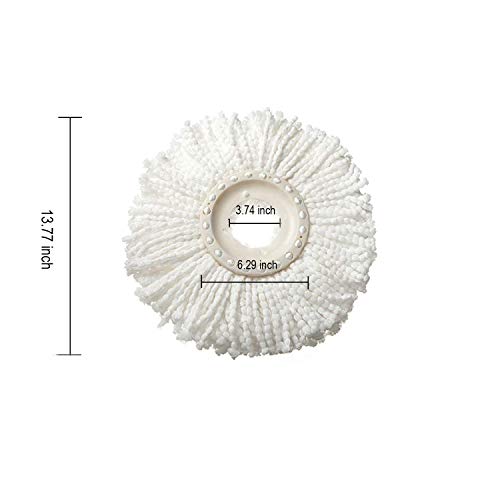 Meirun 360 Degree Wet Mop,Superfine Fiber Flexible Handle Cleaning Washing Mop for Car and Household (White with 2 head)