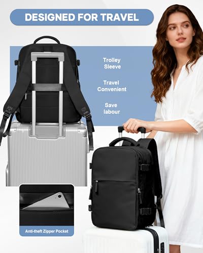 SZLX Vacuum Backpack Travel Bag with Pump Ryanair Cabin Bags 40x30x20 Wizzair British Airways Underseat Hand Luggage Carry-ons Travel Backpack Cabin Size Women Men Fit 14 Inch Laptop