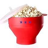 Microwave Popcorn Popper - Silicone BPA Free - The Original Pop Corn Hot Air Maker Collapsible Space Saving Bowl With Lid And Handles For Healthy Oil-Free Corn Kernels - Dishwasher Safe With Measurement Markings - FDA approved
