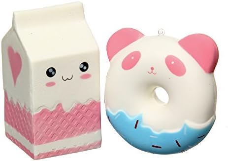 TEEGOMO Cute Panda Donuts and Milk Bag Slow Rising Scented Jumbo Squishy Stress Relief Squeeze Decorations Kids Toy