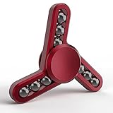 Tri Hand Spinner Aluminum Alloy Fidget Spinner Official Press Reducer Toy EDC ADD ADHD Focus Finger Playing Top Spinning Toys Killing Time, Last 1-3 Mins (Red)