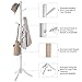 VASAGLE Solid Wood Coat Rack, Free Standing Tree-Shaped Coat Rack with 8 Hooks, 3 Height Options, for Clothes, Hats, Bags, Living Room, Bedroom, Home Office, Cloud White URCR01WT