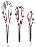 Alphastarx Stainless Steel Kitchen Whisks - Set Of 3 Silicone Whisk Utensils For Whisking, Blending, Stirring & Beating - Great Egg Beater Blender, Milk Frother - 12
