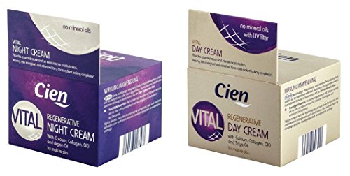 cien Two Creams Original Vital Facial Night and Day Cream 50 ml, Calcium, Collagen, Q10