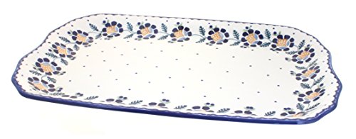 Blue Rose Polish Pottery Sunflower Large Rectangular Tray