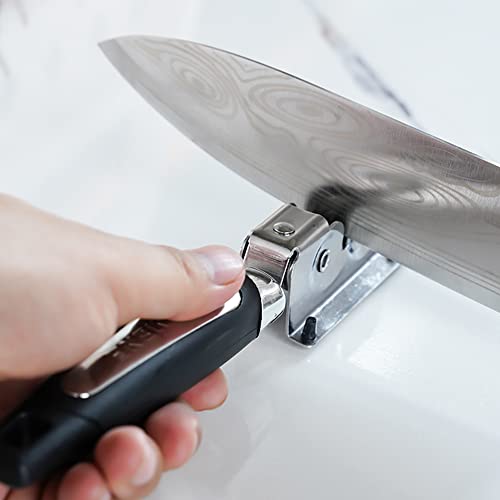 Knife Sharpener,Jonurphy Kitchen Knife Sharpeners,Rotating Steel Wheel Sharpening Discs,Manual Knife Sharpening Tool for Kitchen,Home