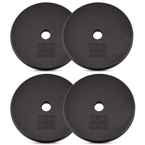 Yes4All 2.5 cm Hantelscheiben aus Gusseisen für Kurzhanteln - Standard Hantelscheiben (Combo 3,4 kg x 4 Stück) Z1ZJ