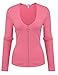 ANGVNS Womens V-neck Long Sleeve with zip-top