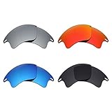 MRY 4 Pairs POLARIZED Replacement Lenses for Oakley Fast Jacket XL Sunglasses-Stealth Black/Fire Red/Ice Blue/Silver Titanium