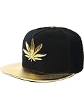 SSLR Men's Adjustable Leaf Shape Studded Flat Bill Caps