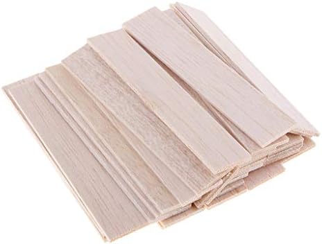 Fenteer 5 Assorted Sizes Unfinished Wood Flat Shapes Rectangle Wooden Stick Dowels Rod for Woodcrafts Woodworking DIY Model Craft Materials - Wood, 30 Pieces 90mm