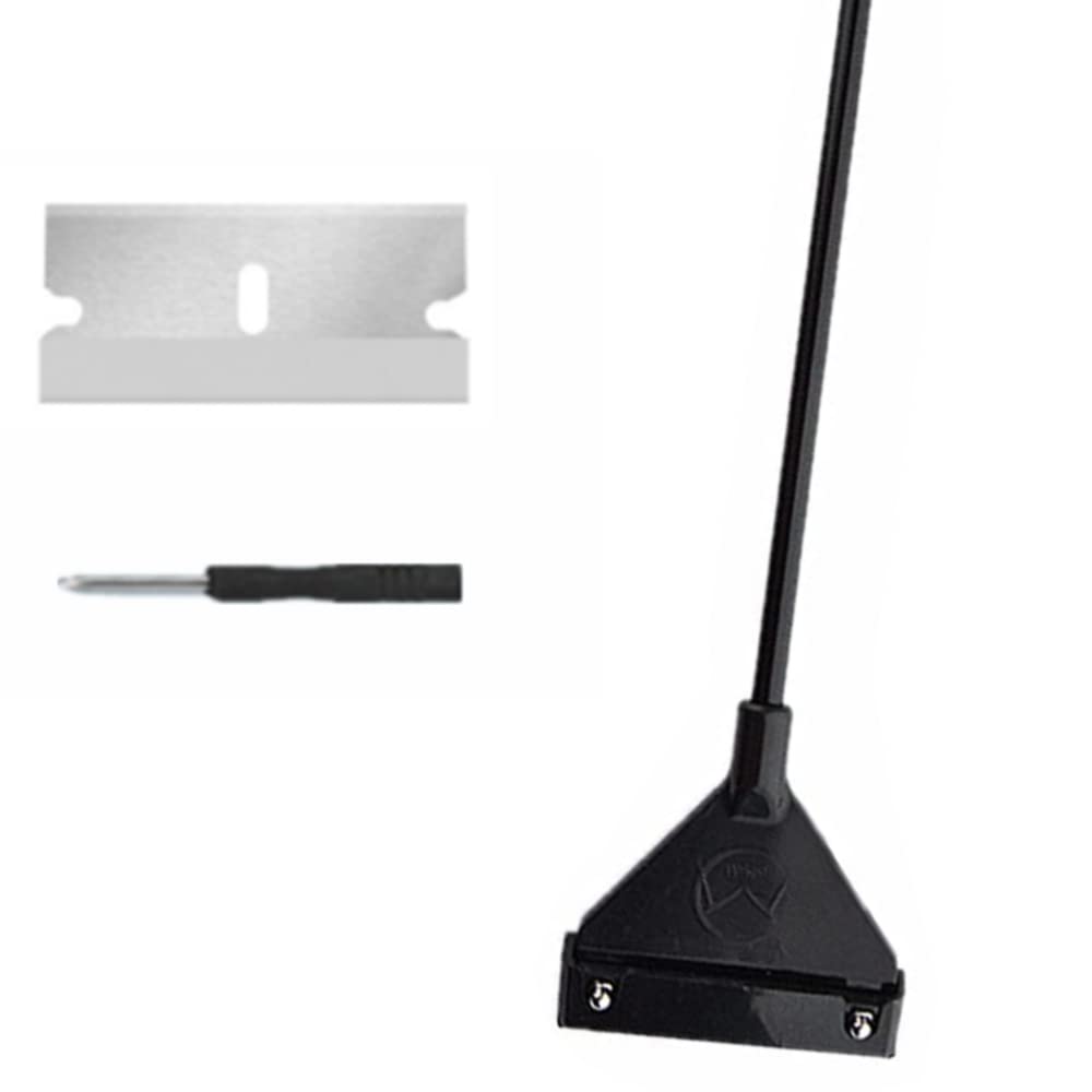 FZLANQ Aluminum Alloy Aquarium Algae Scraper, 35 cm Glass Fish Tank Algae Scraper Cleaner with Detachable Pole Algae Cleaning Razor Tool for Glass Aquarium Fish Tank, with 5 Blades +1 Screwdriver