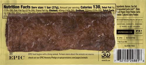 EPIC PROVISIONS SEA SALT & PEPPER VENISON BAR, 1.3 OZ