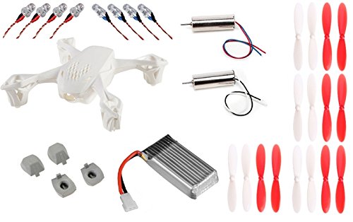 HobbyFlip Hubsan X4 H107D FPV Motor Frame Battery Propellers Rubber Feet Red Blue LEDs