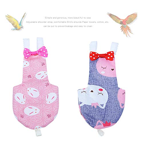 star sound source Waterproof Washable Reusable Bird Parrot Diaper Flight Suit Nappy,Soft Pet Pee Pad Suitable for Parrot Macaw, African Grey Budgie Parakeet, Cockatoos (Powder Rabbit L)