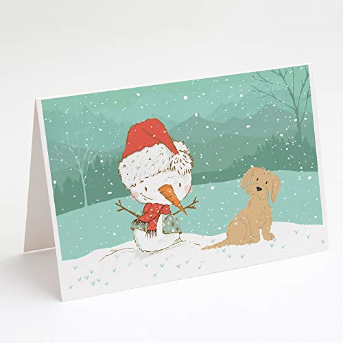 Caroline's Treasures CK2093GCA7P Brown Maltese Snowman Christmas Greeting Cards…