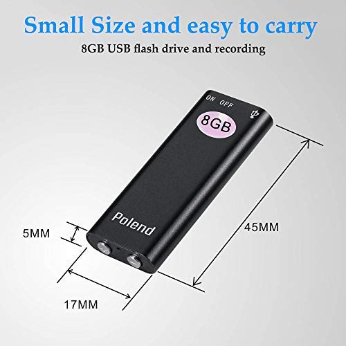 Mini Voice Recorder,USB Voice Recorder with MP3,Rechargeable Digital Voice Recorder, 8GB Memory by Seanme(Black)
