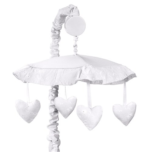 Sweet Jojo Designs Musical Baby Crib Mobile - White Eyelet