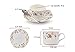 Porcelain Tea Cup and Saucer Set Coffee Cup with Saucer and Spoon 18 pc, Set of 6 (Rose)