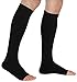 ChinFun Open Toe Toeless Compression Pressure Sleeve Socks 20-30mmHG Leg Support Graduated Shin Splints Circulation Recovery Varicose Veins Pain Relief Sports Gear Men Women Black Color Size L