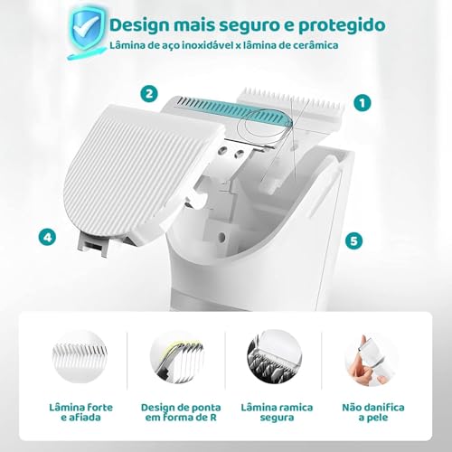 Máquina De Tosa Pets Gato Cachorro Tosador Profissional, Kit com 4 pontas de aparador de pelos para animais de estimação 4 vias em 1, sem fio e recarregável para cães e gatos
