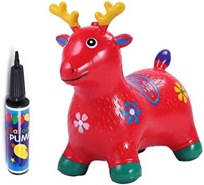 Music Inflatable Deer Hopper Hand Pump Included for Kids (Red) by Musicma