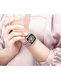 NO1seller   correa superior compatible con Apple Watch Series 4 de 1.575 in, 1.732 in, serie 3 2 1 de 1.496 in, 1.654 in, para mujeres, hombres, correa de acero inoxidable para reloj de pulsera, correa de repuesto