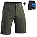 Ally Mens Mountain Bike Shorts 4D Padded Baggy Bicycle Cycling Biking Bike Shorts Lightweight Loose-fit (Green01+pad, XX-Large)
