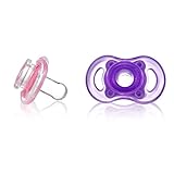 Born Free Bliss 6M+ Natural Shape Pacifier, 2-Pack (Pink & Purple)