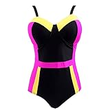 HDE Women's Retro One Piece Swimsuit Plus Size Padded Halter Vintage Swimsuit