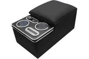 RASNAUTO Car Center Console, Universal Rear Bench Seat Consoles, Central Armrest Box Back Seat Storage Box with Cup Holder, S
