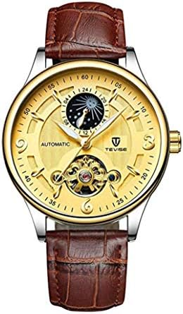 Men's Tourbillon Automatic Watch Waterproof Luminous Automatic Winding Watch Leather Band