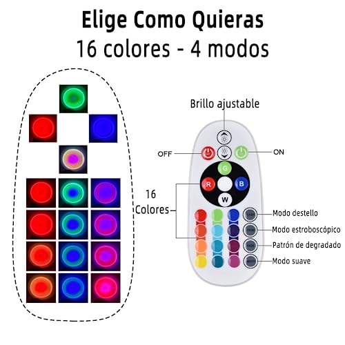 PKDEF Lámpara de proyección con 16 Colores, Proyector de Luz Arcoíris de Rotación de 360 Grados con control remoto, para cumpleaños, Día del Niño, decoración y fotografía