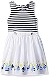 Nautica Girls' Striped Dress with Printed Poplin Skirt